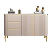 Modern Cream &amp; Gold Sideboard with Drawers – Elegant Storage Cabinet or side Board or Side Cabinet with Marble Top for Luxurious Interiors image