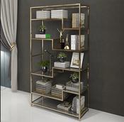 Modern Luxury Stainless Steel Bookshelf Wine Rack Super Size Brushed Gold 5 Tier Wedding Decor Display Rack for Home Hotel