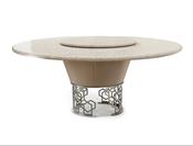 Italian Round Marble Dining Table Set with Stainless Steel Base image