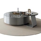 Custom Made Luxury Modern Round Wooden Coffee Table Set image