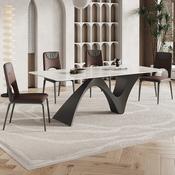 Custom Made Italian Minimalist Crystal Stone Dining Table with Solid Wood Base image