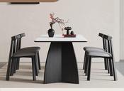 Custom Made French Light Luxury Dining Table Set – Solid Wood Base with Marble Top, Rectangular image