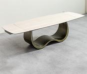 Custom Made Italian Minimalist Extendable Wave-Base Dining Table – 10 to 12 Seater Rock Slab Top image