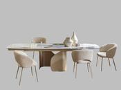 Custom Made Modern Light Luxury Rock Plate Dining Table – 8 to 10 Seater Expandable Rectangular Design image