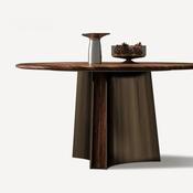 Custom Made Round Black Walnut Dining Table with Rotating Center – Luxury Retro Nordic Style 4–8 Seater image