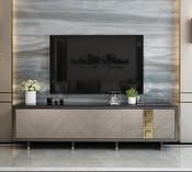 Black &amp; Gold Handles Luxurious TV Unit image