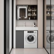Modern Grey Laundry Vanity with Rock Slab Basin – Custom Made Bathroom Vanity image