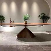 Custom Made Luxury Solid Wood UFO Dining Table with Cone Base – Italian Modern Designer 6–10 Seater image