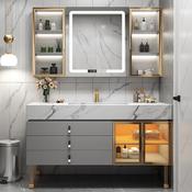 Grey Rock-Slab Wall Vanity with Smart Mirror – Custom Made Bathroom Vanity image