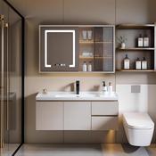 Compact Cream Wall-Mounted Vanity with Smart Mirror – Custom Made Bathroom Vanity image
