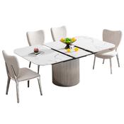 Custom Made Modern Luxury Rock Plate Dining Table – Stainless Steel Base with Retractable Extendable Top image