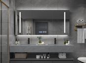 Double Rock-Slab Wall Vanity with Smart Mirror – Custom Made Bathroom Vanity image