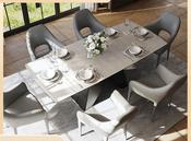 Custom Made Nordic Modern Extendable Dining Table – 6 to 8 Seater Rock Plate Table with Folding Design image