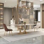 Custom Made Italian Imported Pandora Rectangular Dining Table – High-End, Light with Bright Rock Plate Surface. Perfect for Modern, Minimalist Homes and Compact Spaces image