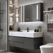 Black Rock Slab Wall Vanity with Smart Mirror – Custom Made Bathroom Vanity image