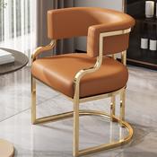 Luxury Gold Frame Upholstered Dining Chair with Armrest – Modern Reception &amp; Hotel Seating – Custom Made Dining Chair image