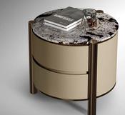 Custom Made Luxury Stone Bedside Table – Tianshan Twilight Snow Top, Italian Light Design image
