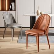 Modern Nordic Leather Dining Chair with Water-Pattern Backrest – Italian Minimalist Style – Custom Made Dining Chair image