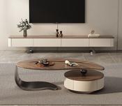 Minimalist White &amp; Walnut Floating TV Unit image