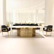 Custom Made Light Luxury Marble Dining Table – 260cm Rectangular Stainless Steel Base, 10 Seater image