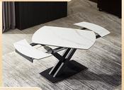 Custom Made Rotating Extendable Rock Plate Dining Table – Italian Minimalist 4 to 8 Seater for Small Spaces image