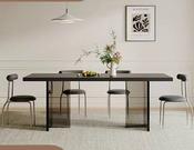 Custom Made Italian Minimalist Floating Dining Table Set – Modern Rock Slab Top with Acrylic Base image
