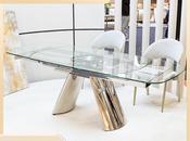 Custom Made Modern Glass Dining Table – Rotating Extendable Design with Stainless Steel Base image