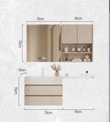 Japanese Cream Vanity with Side Cabinet &amp; Rock Slab Basin – Custom Made Bathroom Vanity image