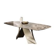 Custom Made Luxury Telescopic Rock Plate Dining Table – 8-Seater Designer Ceramic Marble Look image