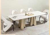 Custom Made Light Luxury Extendable Rock Plate Dining Table – Modern Rose Gold 4 to 8 Seater image