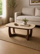 Portland 120cm Walnut &amp; Natural Stone Coffee Table image