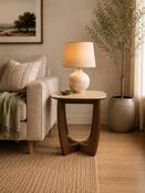 Portland 50cm Walnut &amp; Natural Stone Side Table image