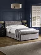 Ravello Grey Chenille Upholstered Bed with 2 Drawers – Double/King image