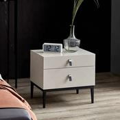 Custom Made High-Gloss White Bedside Table – Modern Two-Drawer Nightstand with Strap Handles image