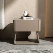 Custom Made Taupe Modern Nightstand with U-Leg Base – 1 Drawer Wooden Bedside Table image
