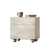 Custom Made Cream Ball-Leg Nightstand – Italian Minimalist Storage Cabinet image
