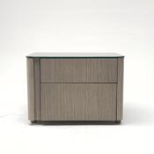 Custom Made Italian-Inspired Wooden Bedside Table – Minimalist Drawer Nightstand with Glass Top for... image