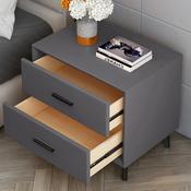Custom Made Charcoal Grey Faux Fabric Bedside Table – Luxury Two-Drawer Nightstand image