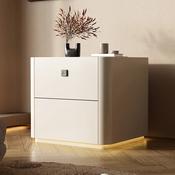 Custom Made Italian Minimalist Smart Nightstand with LED Light – Off-White Luxury Bedside Table image
