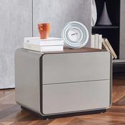 Custom Made Contemporary Grey MDF Bedside Table – 2 Drawer Modern Minimalist Nightstand image