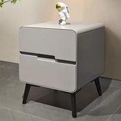 Custom Made Minimalist Grey Bedside Table – Compact Solid Wood Nightstand with Storage Drawers image