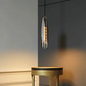 Vertical Crystal Pendant Light – Tulip Style Copper LED Hanging Lamp image