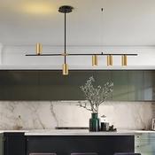 Contemporary Linear LED Pendant Light – Gold &amp; Black Ceiling Fixture for Kitchen or Dining Bar Counter image