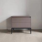 Custom Made Modern Grey Minimalist Bedside Table – Dual Drawer Nightstand with Black Legs for Bedroom... image