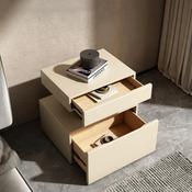 Custom Made Cream Retractable Tatami Nightstand – Luxury Solid Wood Bedside Storage Cabinet image
