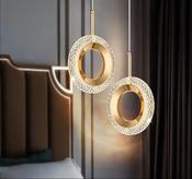 Modern Crystal Ring Pendant Light – LED Hanging Lamp for Bedroom or Living Room Decor image