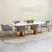 Custom Made Light Luxury Marble Dining Table Set – Rectangular Stainless Steel Base, 8–10 Seater image