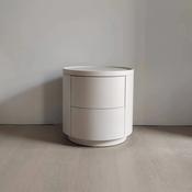 Custom Made Minimalist White Round Bedside Table – 2-Drawer Luxury Nightstand for Home or Hotel image