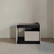 Custom Made Two-Tone Minimalist Open Bedside Table with Shelf and Drawer – Modern Square Nightstand... image