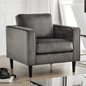 Hayward Grey Velvet Fabric Armchair - 89cm Living Room Chair image